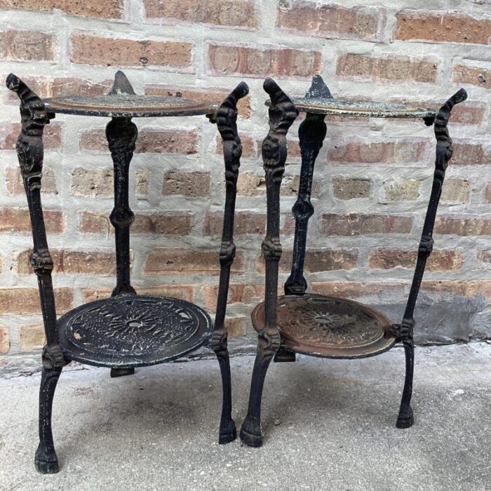 antique set of two tiered cast iron table plant stand victorian style 6178