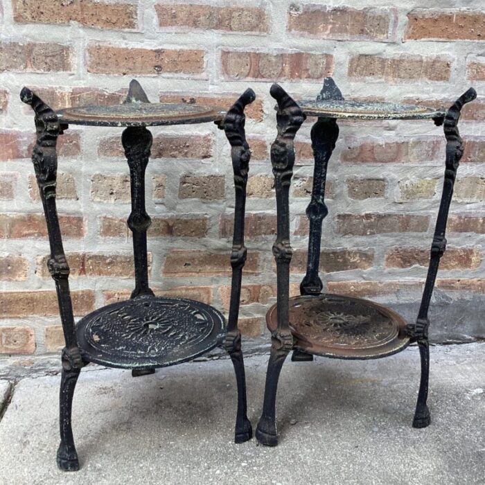 antique set of two tiered cast iron table plant stand victorian style 8840