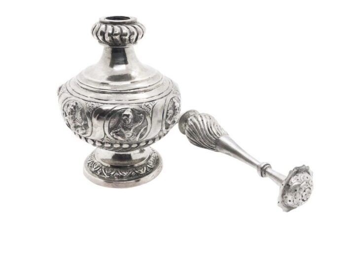 antique south india sterling silver gulab pash madras rosewater sprinkler 8834