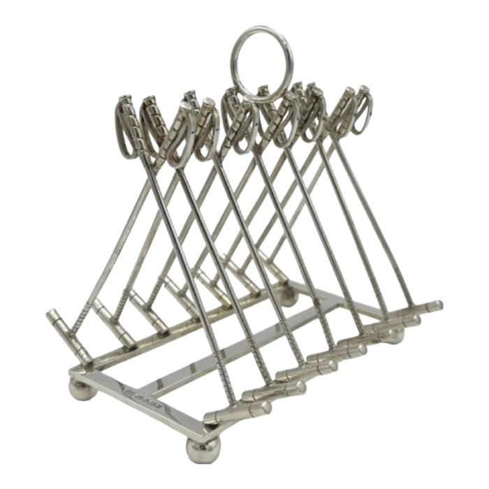 antique sterling silver polo equestrian mallet toast rack 0434