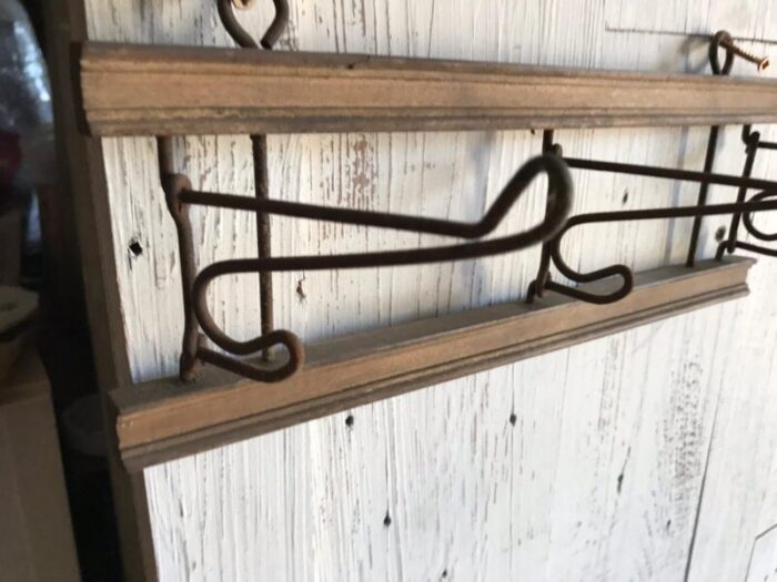 antique wood and iron rack 6