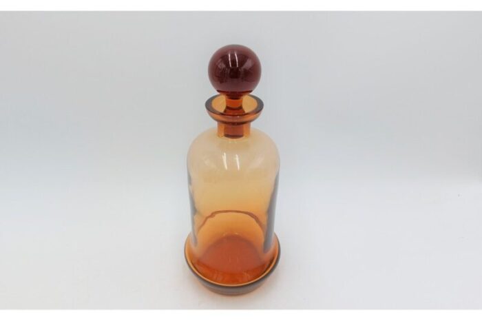 art deco amber glass liquor decanter and glasses czech republic 1930s set of 9 8