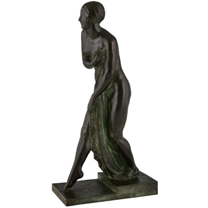 art deco bronze bain de champagne caron sculpture of a bathing nude by georges chauvel for henri rouard fondeur paris 1926 1