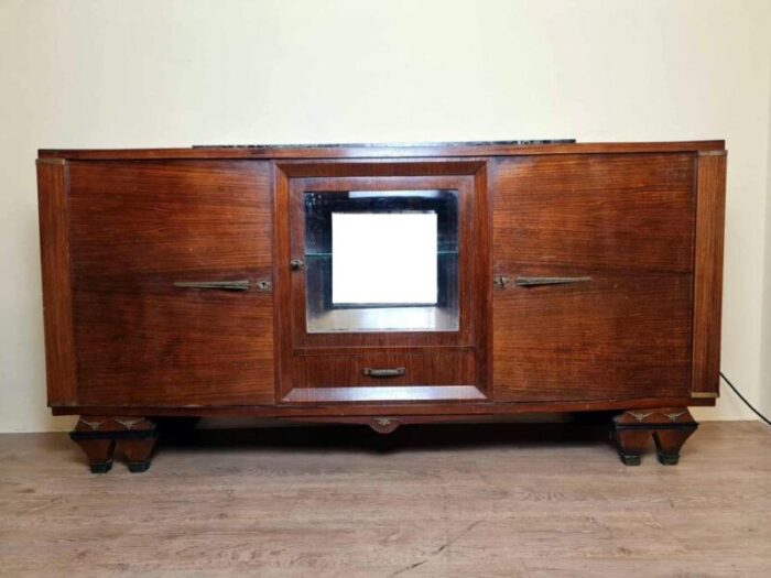 art deco curved sideboard in macassar 1930 4513