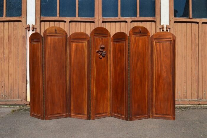 art deco folding screen with 7 sculpted panels 1940s 9