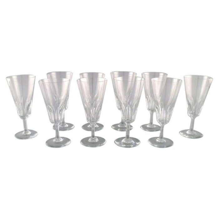 art deco french champagne flutes in clear crystal glass set of 10 1