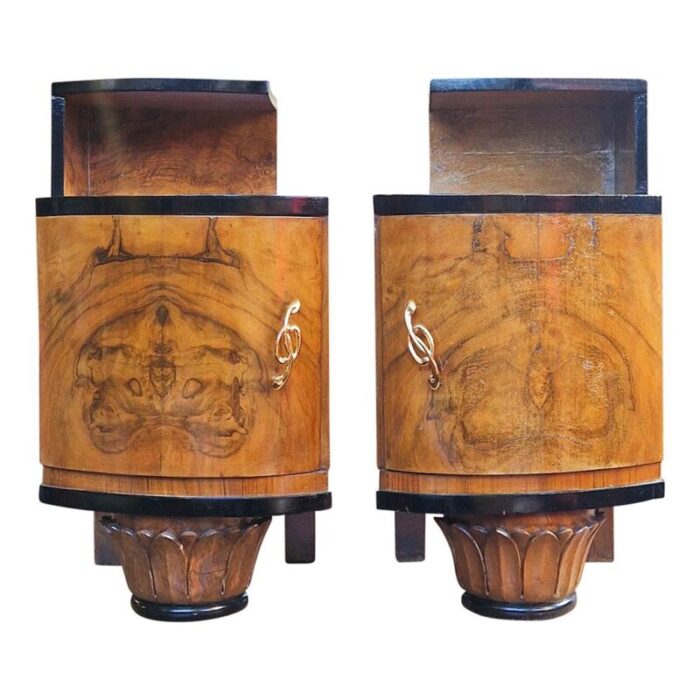 art deco italian bedside tables 1980s set of 2 4898