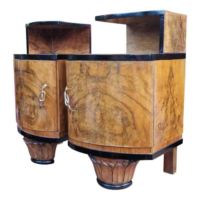 art deco italian bedside tables 1980s set of 2 9319