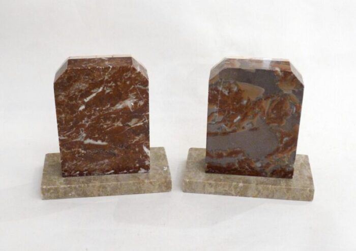 art deco marble bookends 1930s set of 2 3839