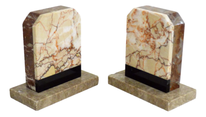 art deco marble bookends 1930s set of 2 5938