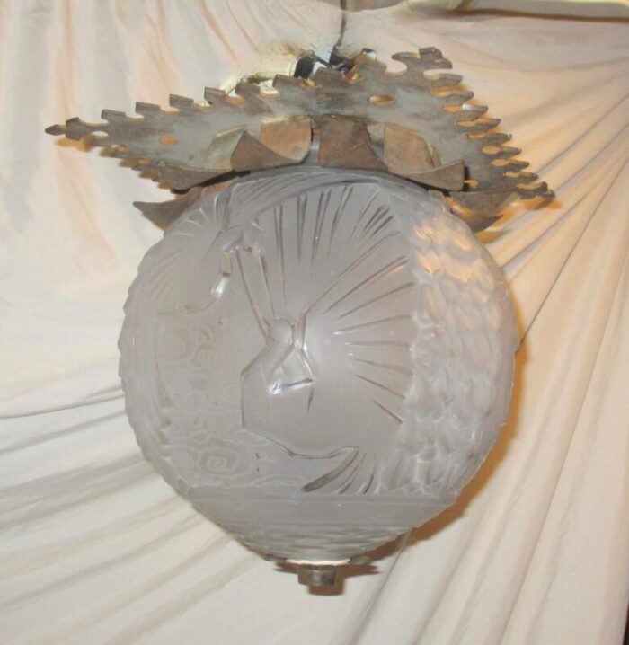 art deco muller freres luneville globe ceiling light 1986