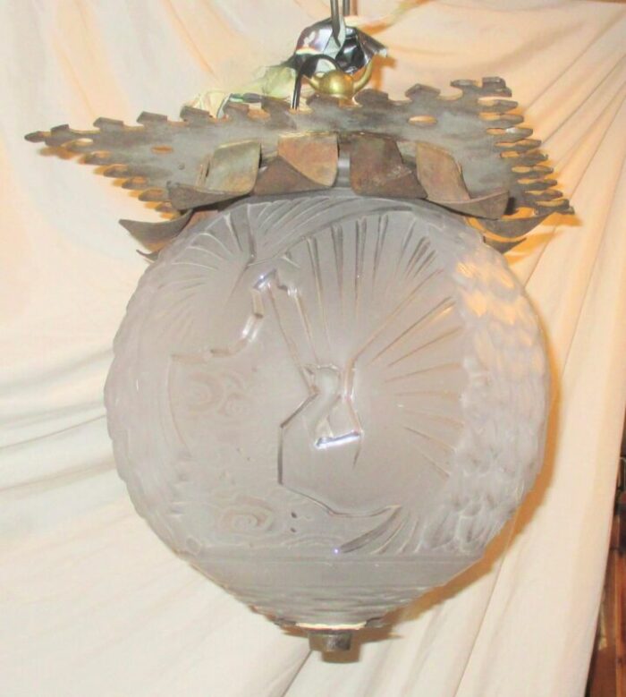 art deco muller freres luneville globe ceiling light 5017