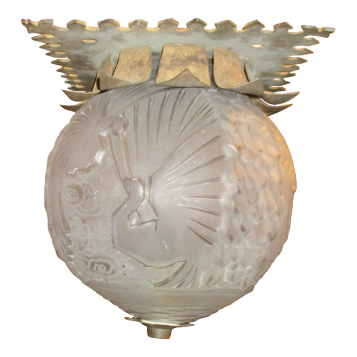 art deco muller freres luneville globe ceiling light 7246