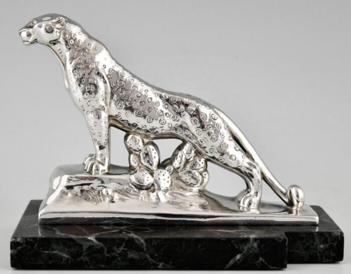 art deco silvered panther bookends by maurice frecourt 1930 set of 2 1195