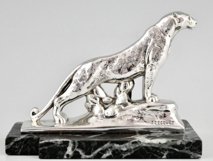 art deco silvered panther bookends by maurice frecourt 1930 set of 2 7465