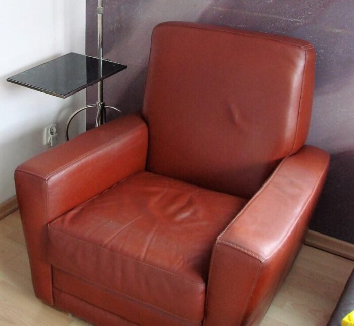 art deco style leather armchair 1960s 5326