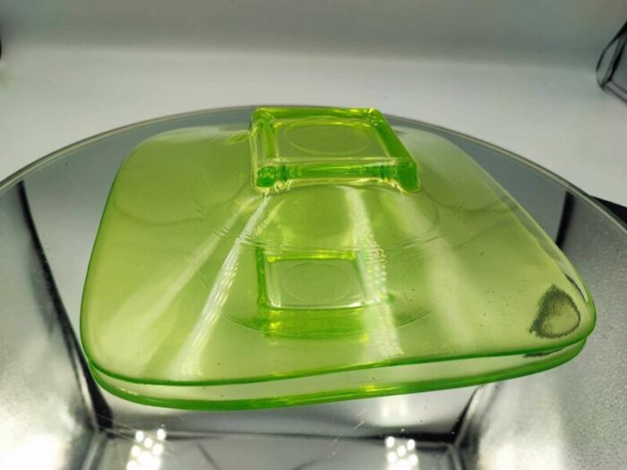 art deco uranium glass plate 6