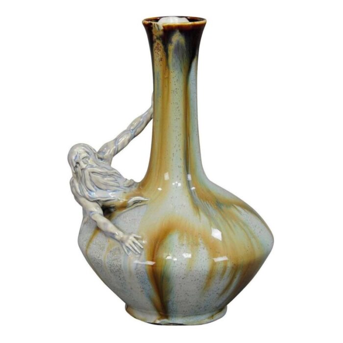 art nouveau porcellain vase with neptun sculpture 1900s 1