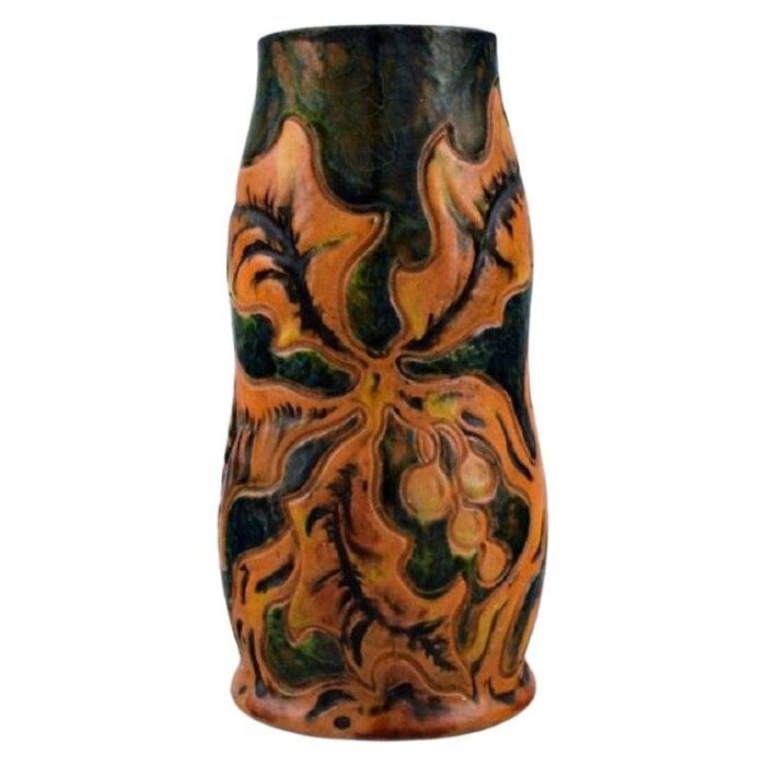 art nouveau vase in glazed ceramic by michael andersen denmark 1