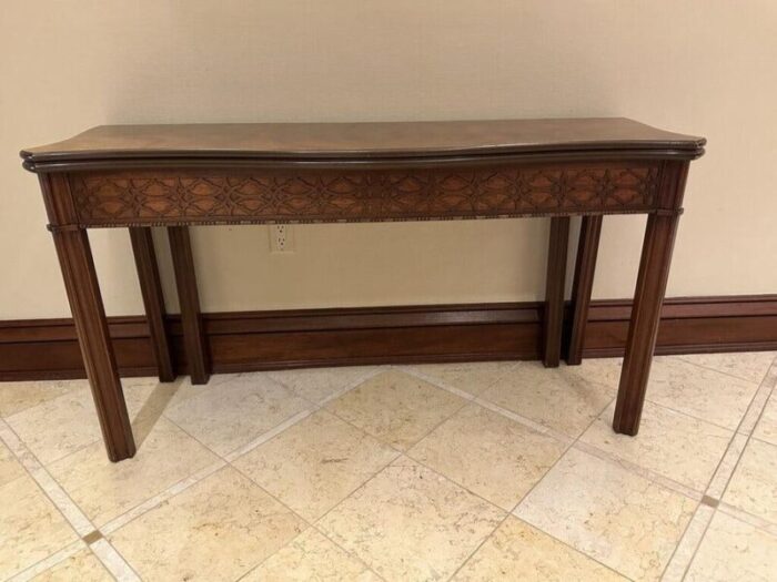 asian chippendale style console table with flip top 3287