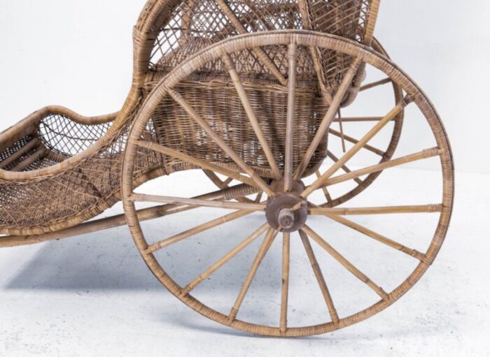 asian wicker and bamboo rickshaw mid 20th century 9