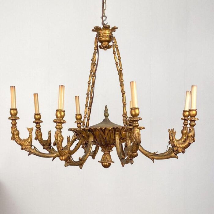 austrian gilt wood chandelier circa 1930 1222