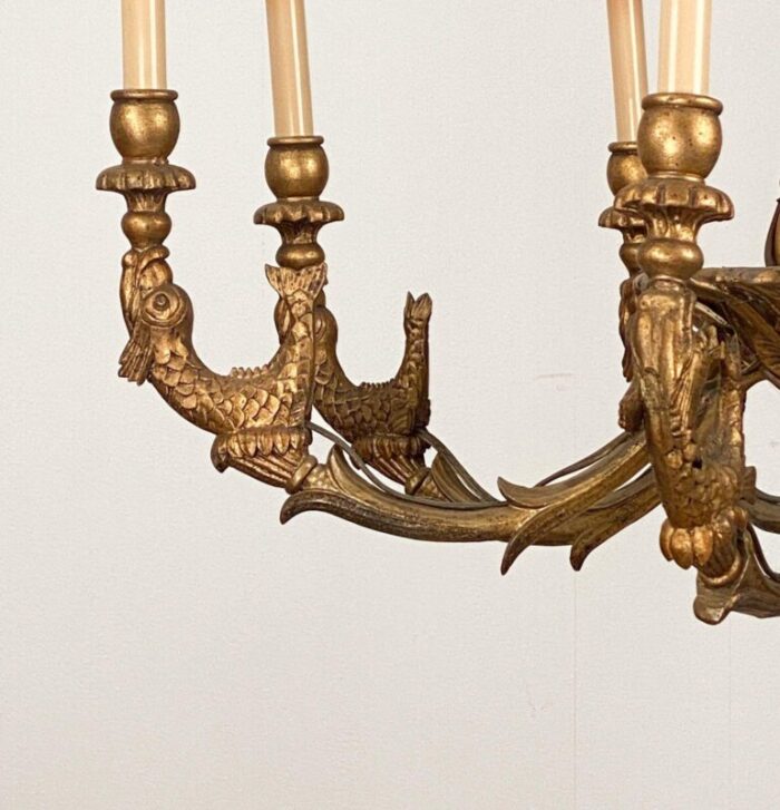 austrian gilt wood chandelier circa 1930 3928