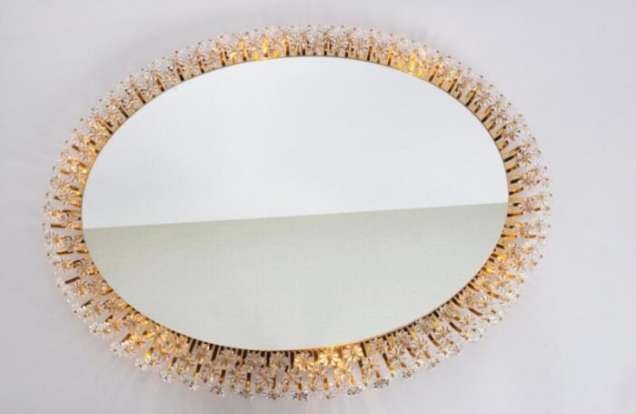 backlit mirror in brass and crystal glass attributed to emil stejnar germany 1970s 6049