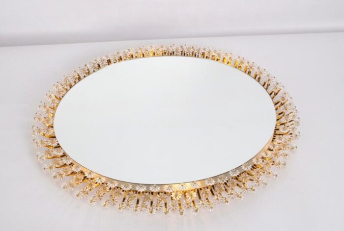 backlit mirror in brass and crystal glass attributed to emil stejnar germany 1970s 6234