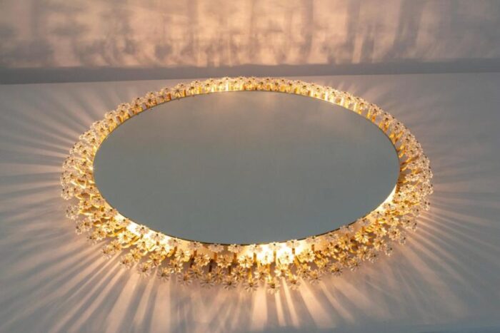 backlit mirror in brass and crystal glass attributed to emil stejnar germany 1970s 7697