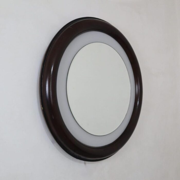 backlit mirror in dark brown color 1970s 7121