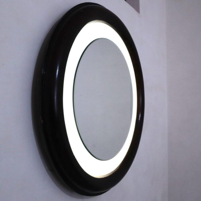 backlit mirror in dark brown color 1970s 9537