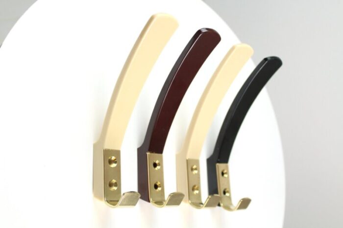 bakelite and brass coat hooks from km austria 1950s set of 4 8