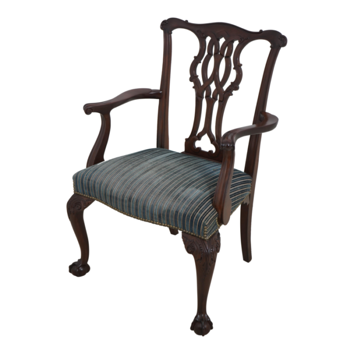 baker chippendale style ball and claw mahogany armchair 0739