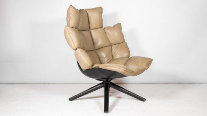 bandb italia husk leather lounge chair by patricia urquiola 6356