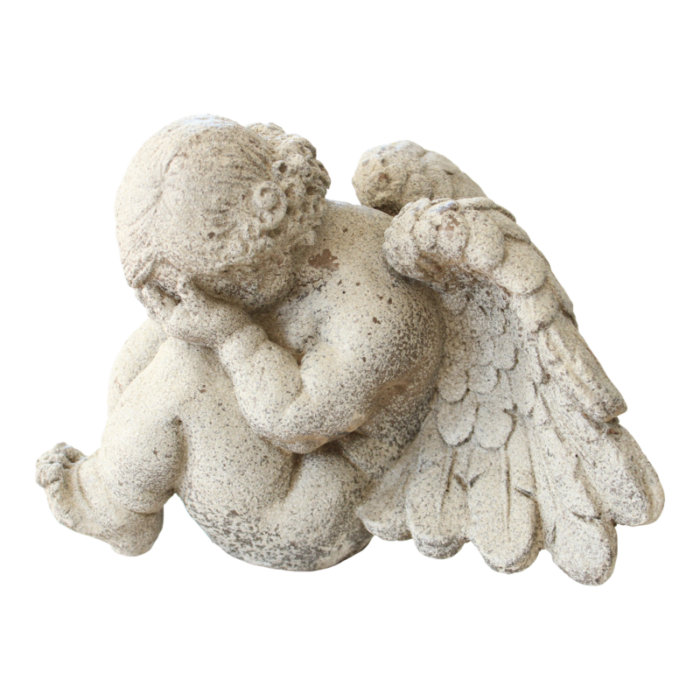 bashful antique garden cherub sculpture 0876