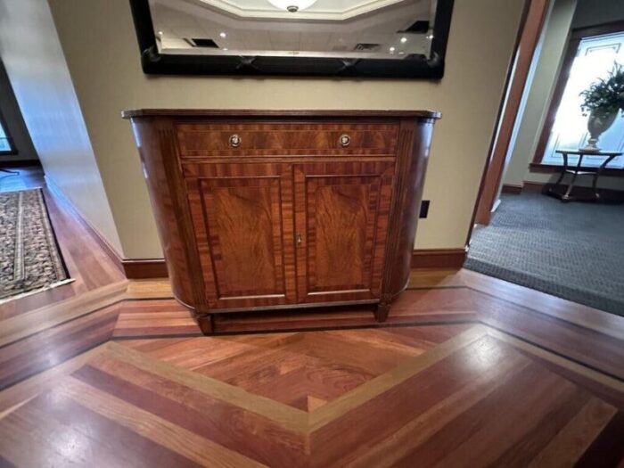 beautiful credenza with crotch mahogany top and doors 9235