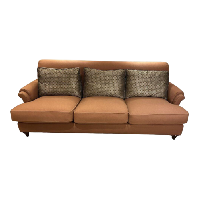 beautiful felt sofa with silk pillows by baker furniture 8886