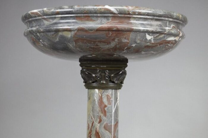 birdbath in grey and red marble with bronze decoration 5