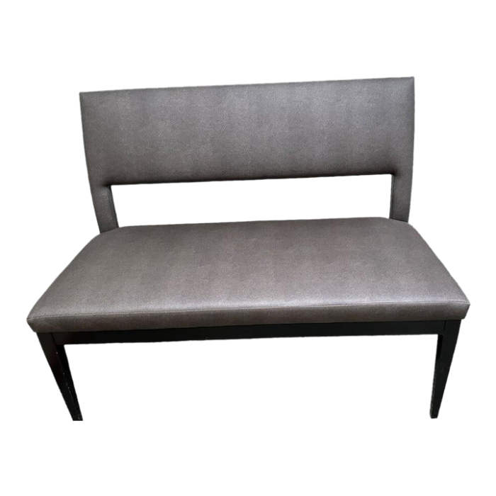 blue gray vinyl hall bench with java legs 3320