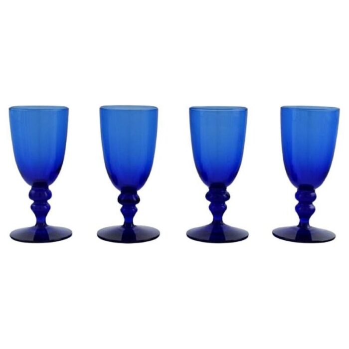 blue mouth blown art glass shot glasses by monica bratt for reijmyre set of 4 1