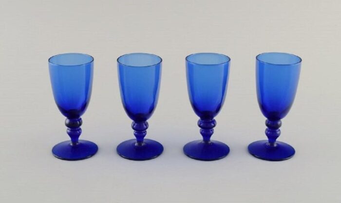 blue mouth blown art glass shot glasses by monica bratt for reijmyre set of 4 2