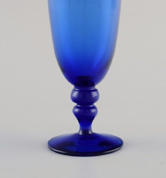 blue mouth blown art glass shot glasses by monica bratt for reijmyre set of 4 3 scaled