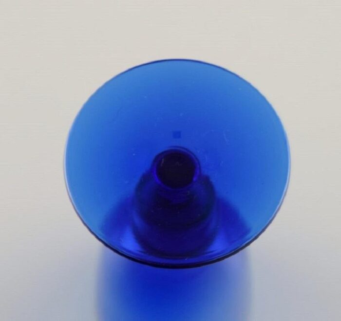 blue mouth blown art glass shot glasses by monica bratt for reijmyre set of 4 4 scaled