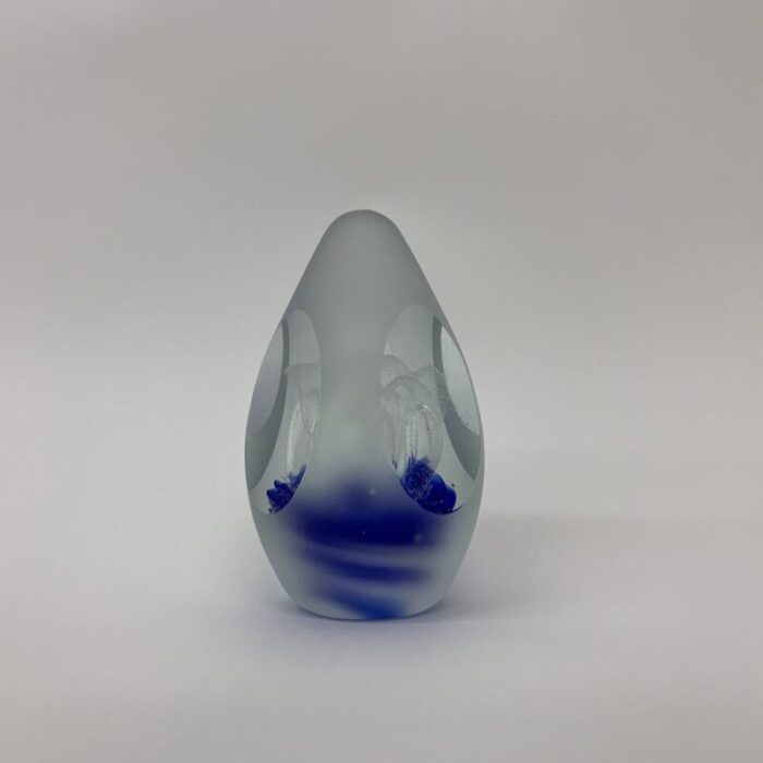 blue murano glass egg paperweight 1970s 1