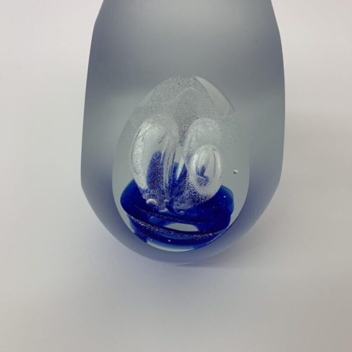 blue murano glass egg paperweight 1970s 5