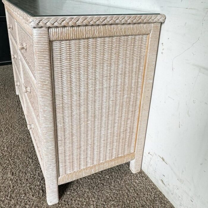 boho chic white washed henry link wicker dresser by lexington furniture 8226