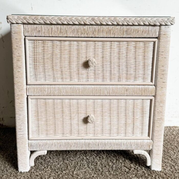 boho chic white washed henry link wicker nightstand by lexington furniture 1283