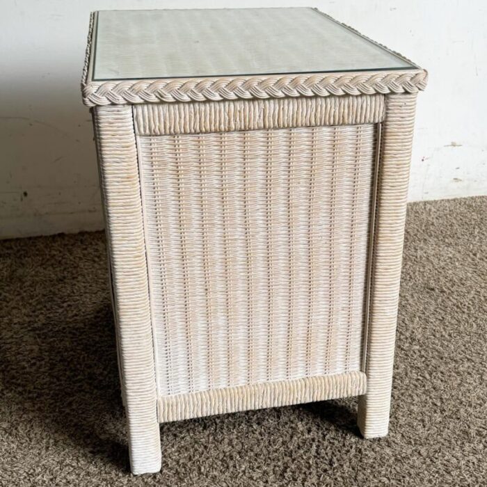 boho chic white washed henry link wicker nightstand by lexington furniture 2842