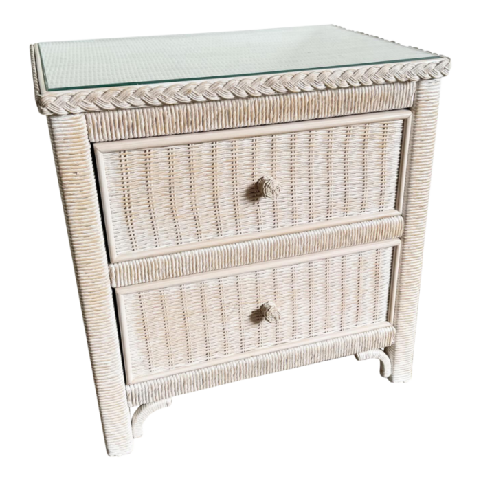 boho chic white washed henry link wicker nightstand by lexington furniture 5147